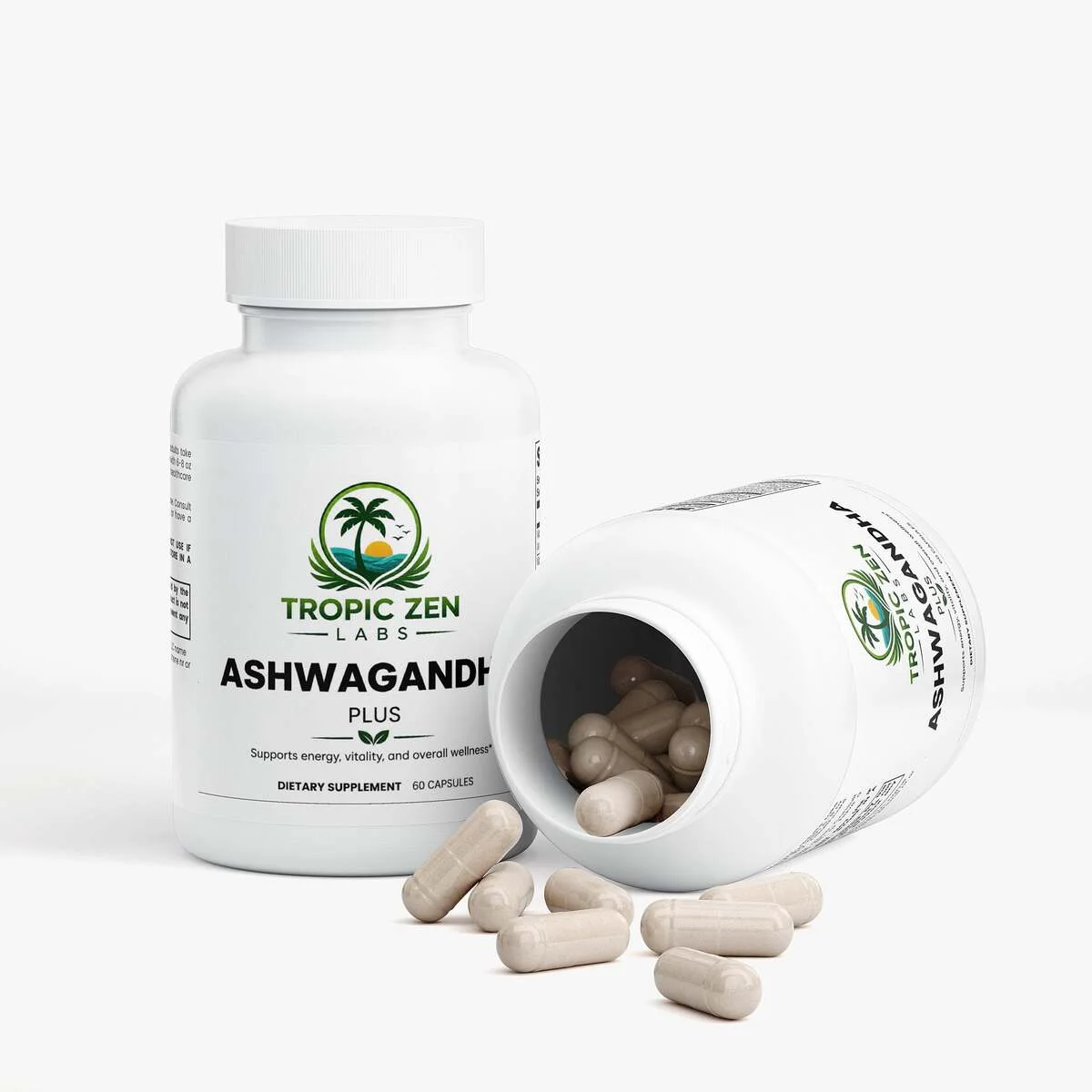 Open bottle of Ashwagandha Plus