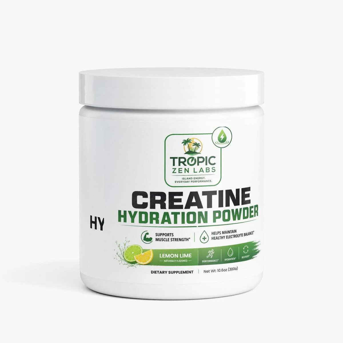 Creatine Hydration Powder supplement bottle by TropicZen Labs