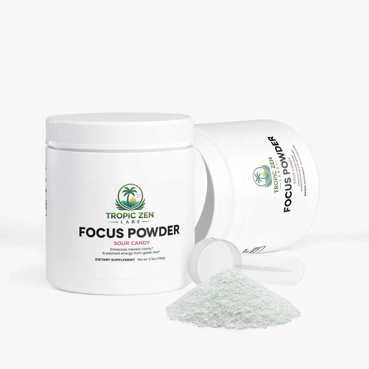 Open bottle of Focus Powder (Sour Candy)