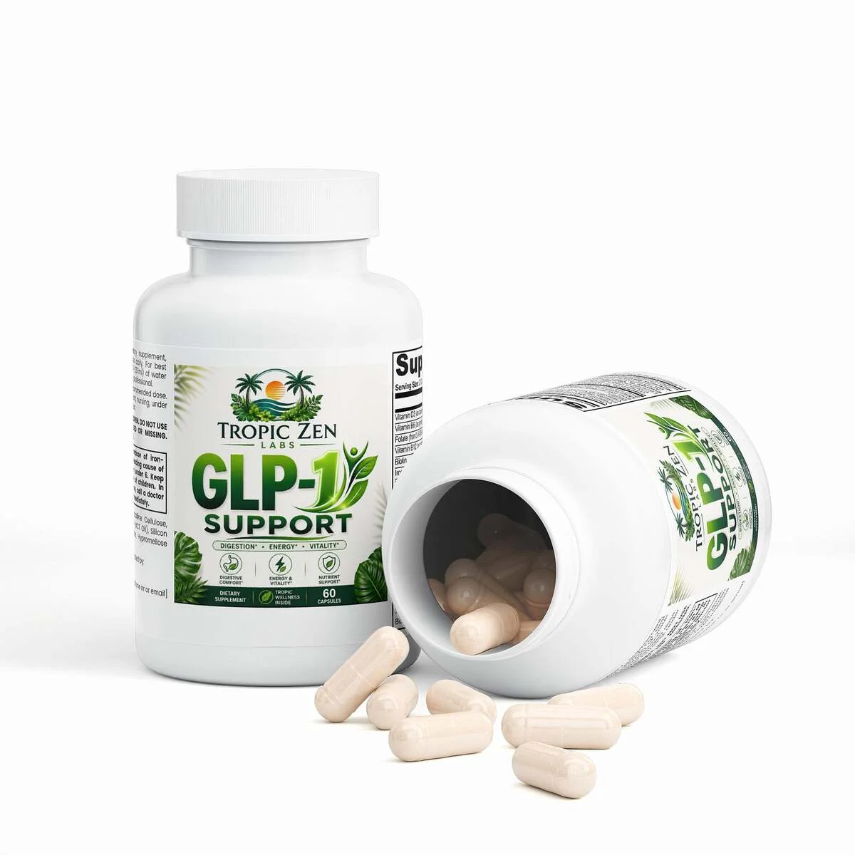 Open bottle of GLP-1 Support