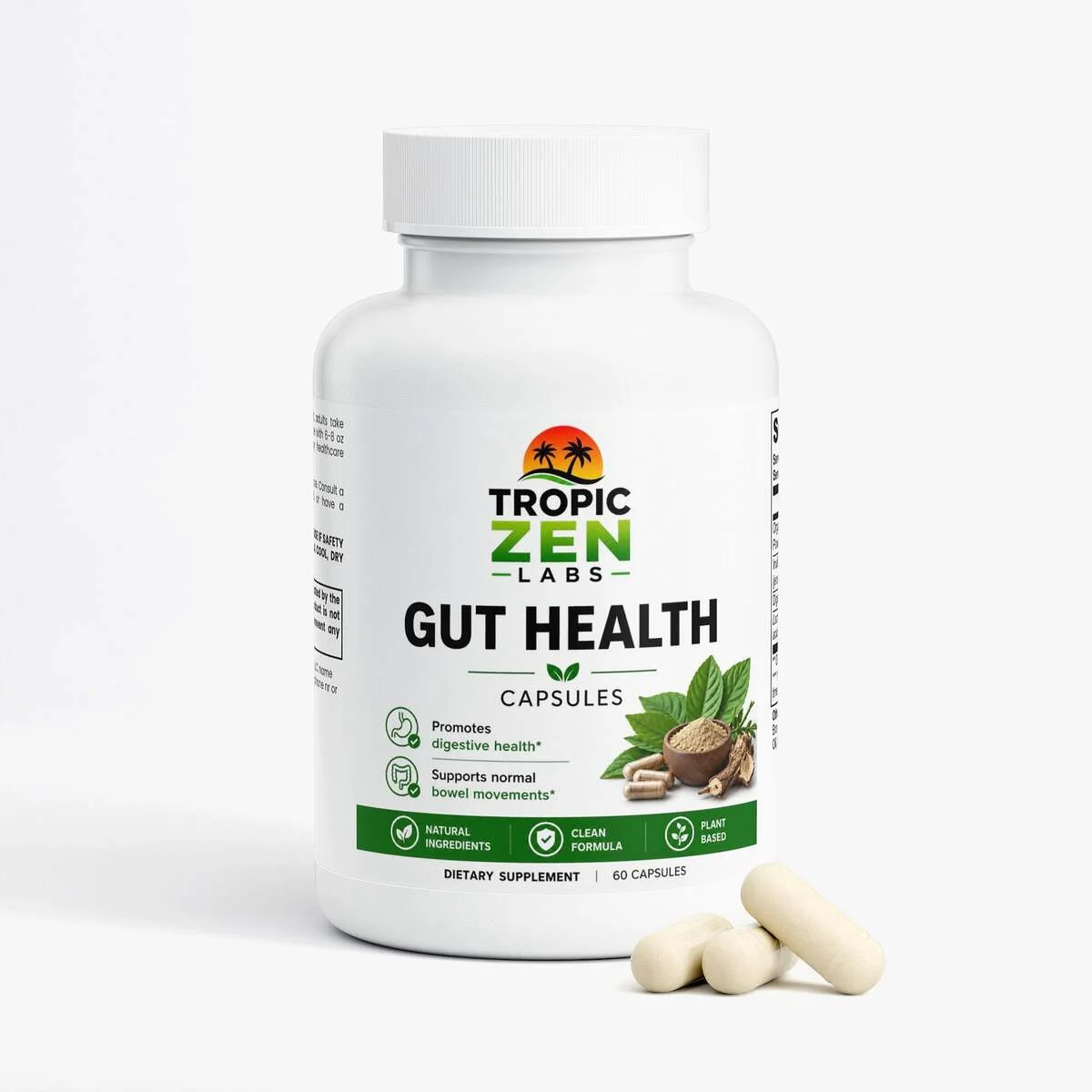 Gut Health supplement bottle by TropicZen Labs