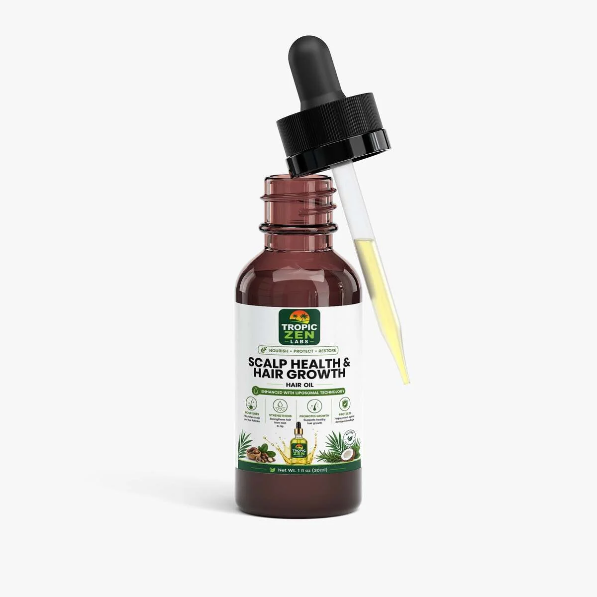 Hair Oil for Scalp Health and Hair Growth wellness product lifestyle image by TropicZen