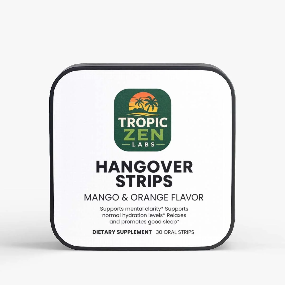 Hangover Strips supplement bottle by TropicZen Labs