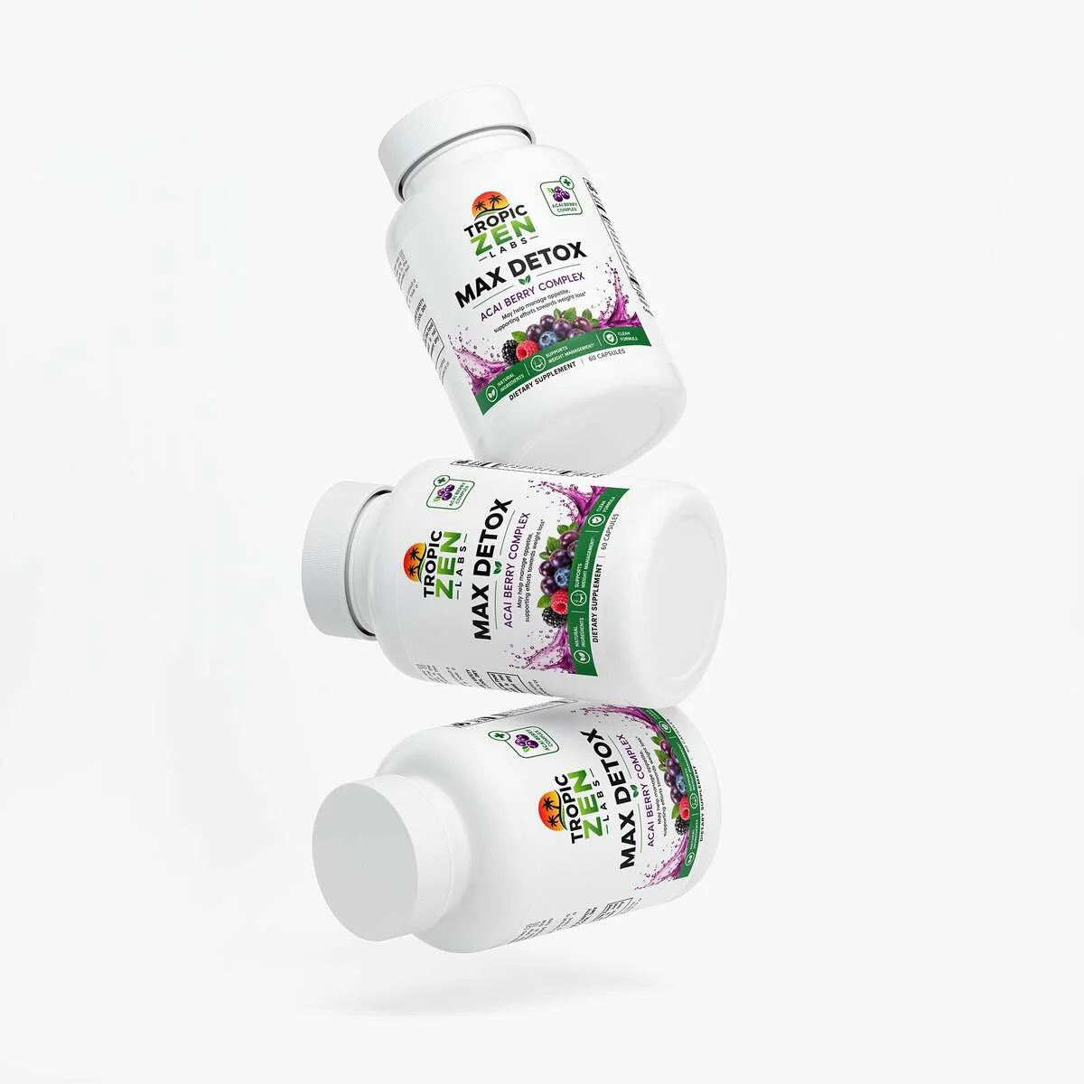 Close up of Max Detox (Acai detox) capsules