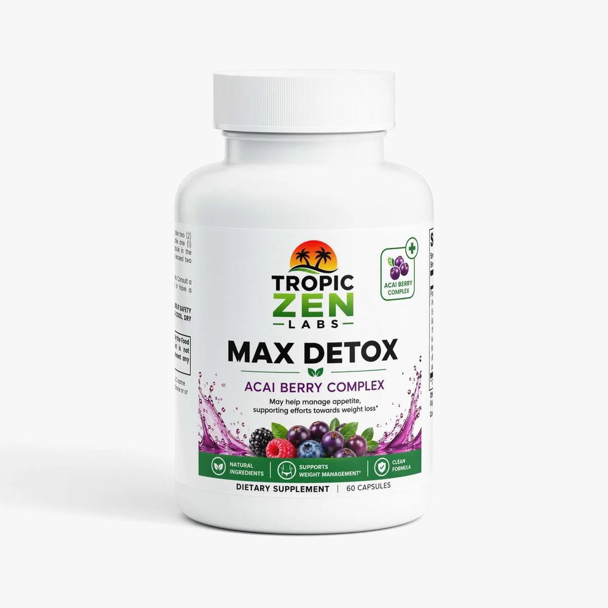 Max Detox (Acai detox) wellness product lifestyle image by TropicZen