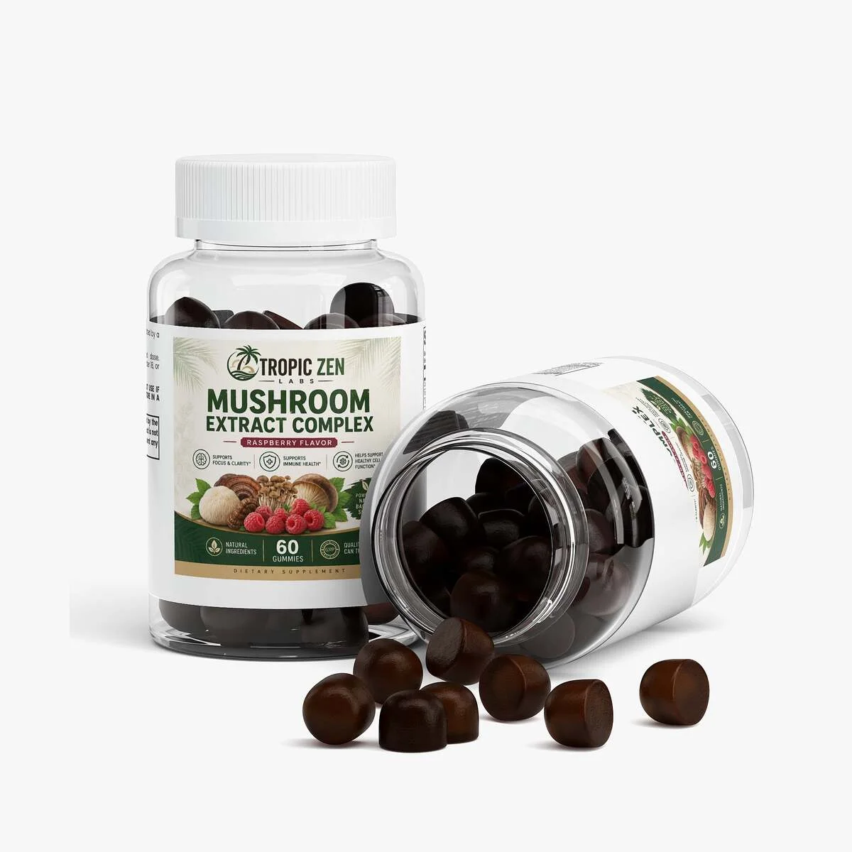 Open bottle of Mushroom Extract Complex