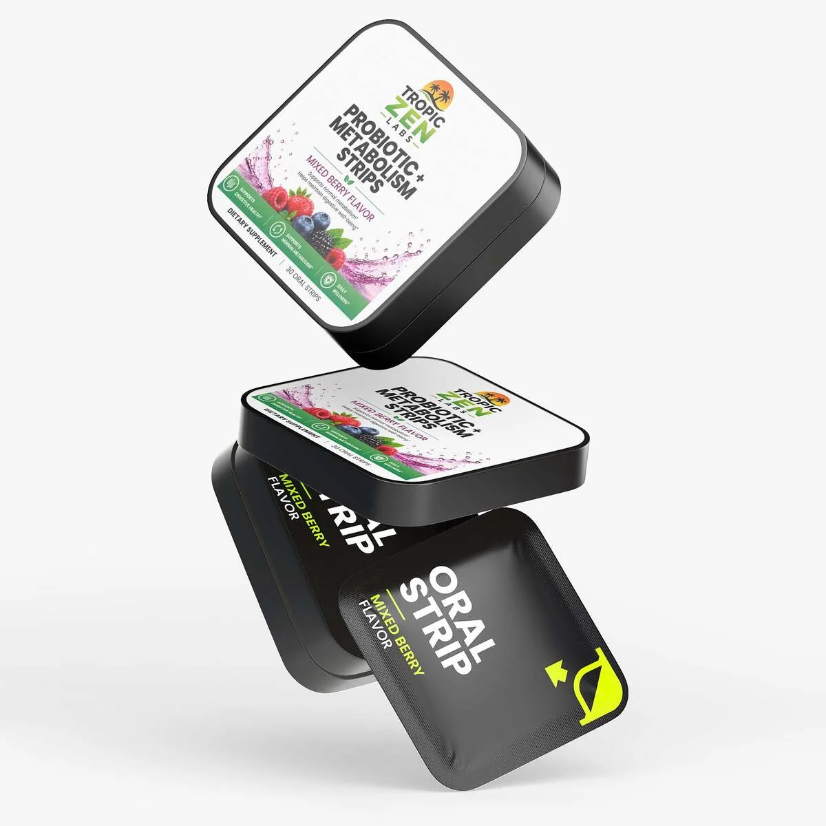 Close up of Probiotic + Metabolism Strips capsules