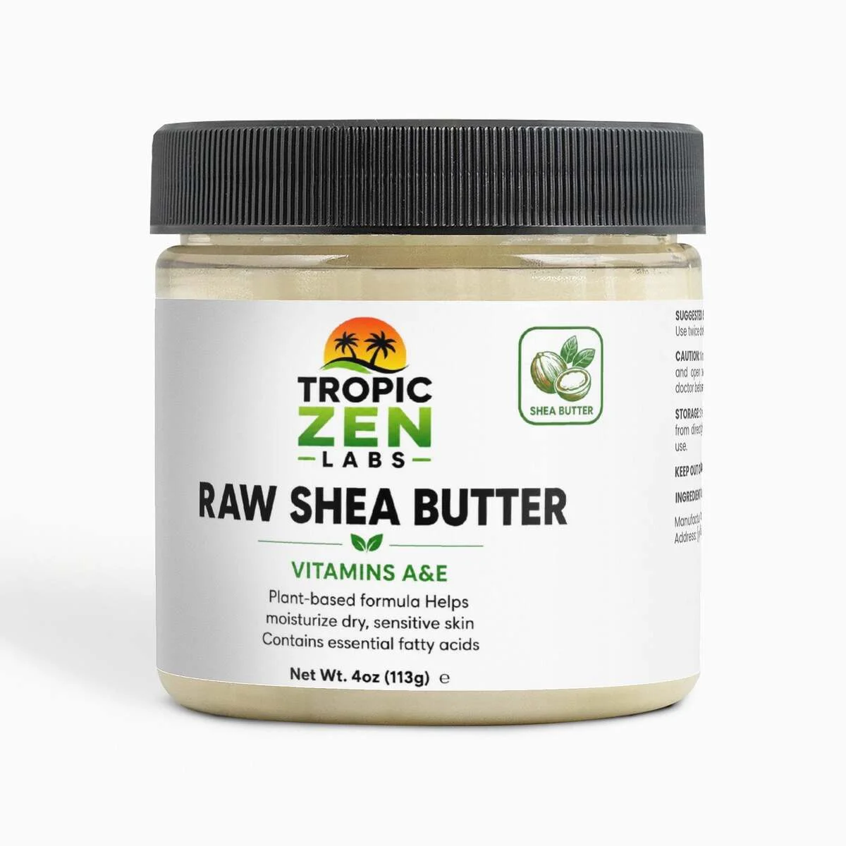 Raw Shea Butter supplement bottle by TropicZen Labs