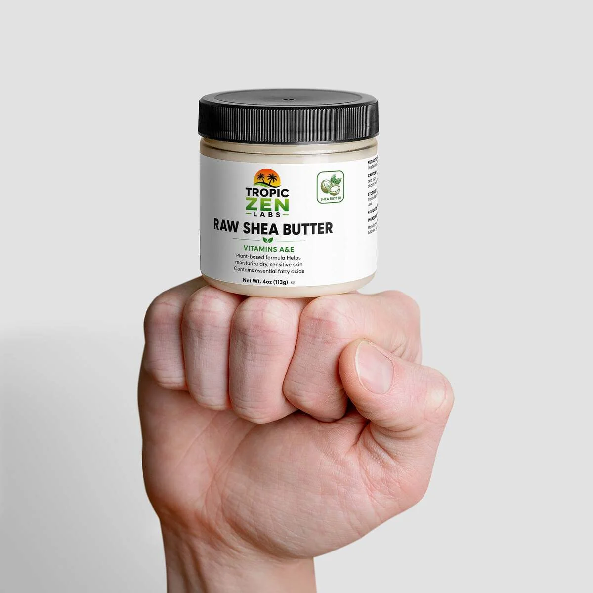 Open bottle of Raw Shea Butter