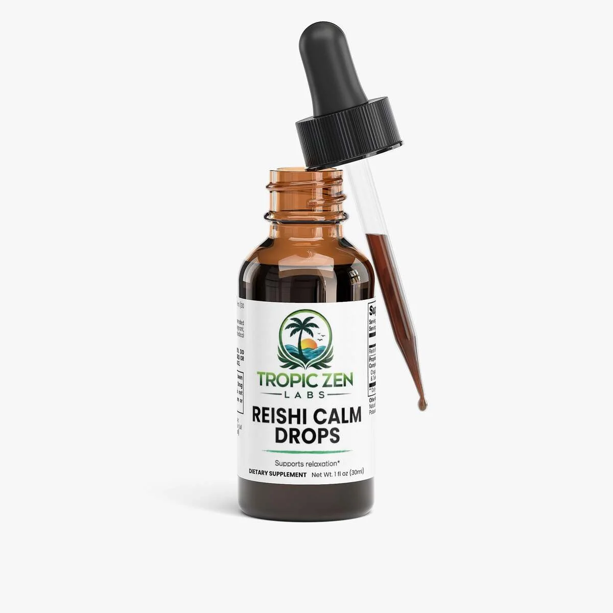 Reishi Calm Drops wellness product lifestyle image by TropicZen