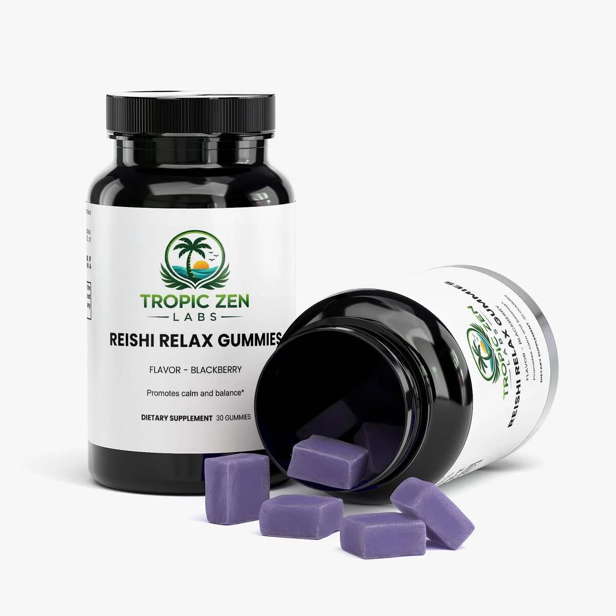 Open bottle of Reishi Relax Gummies