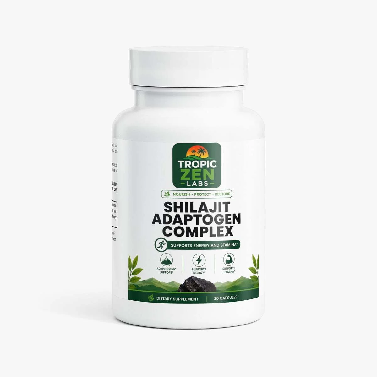 Shilajit Adaptogen Complex wellness product lifestyle image by TropicZen