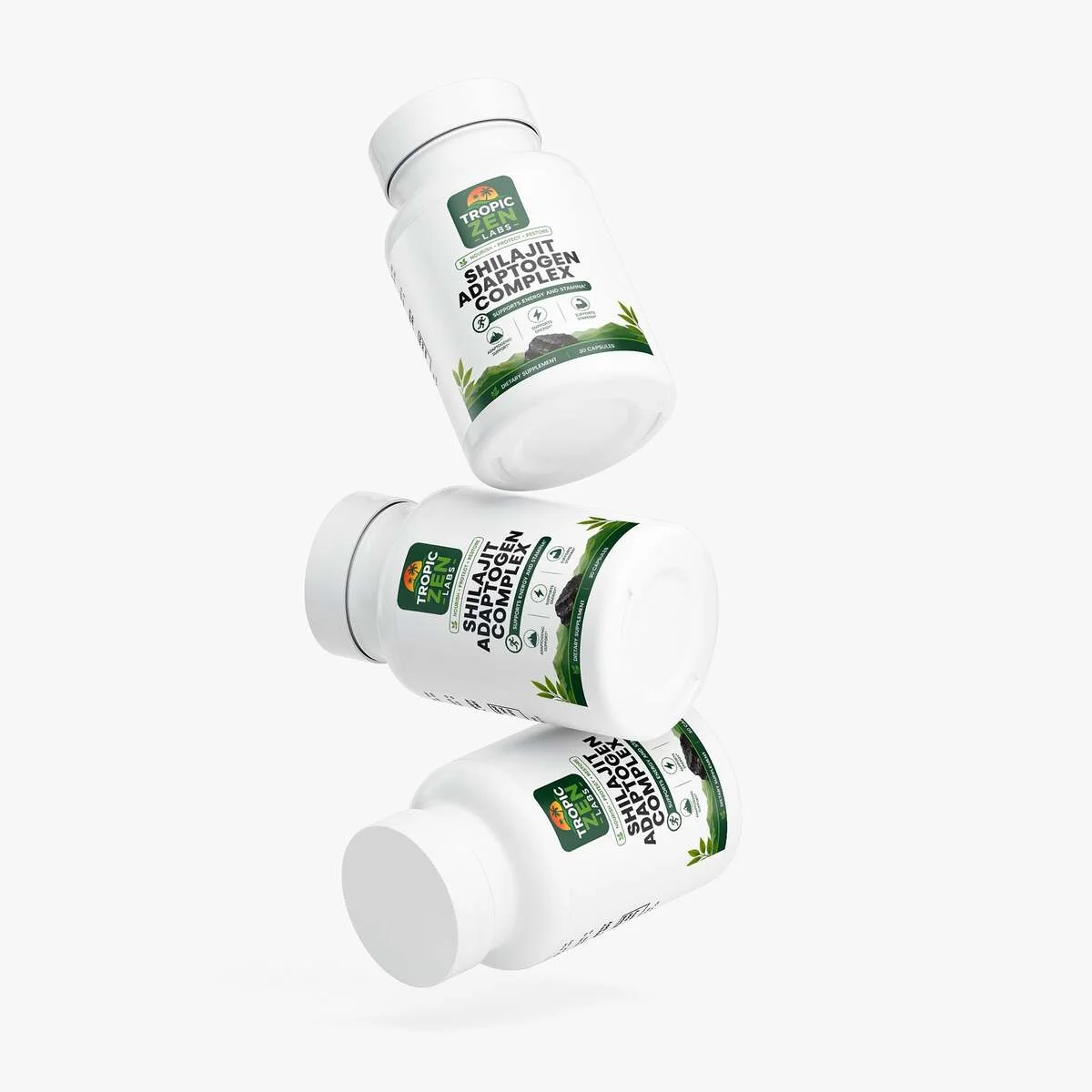 Open bottle of Shilajit Adaptogen Complex