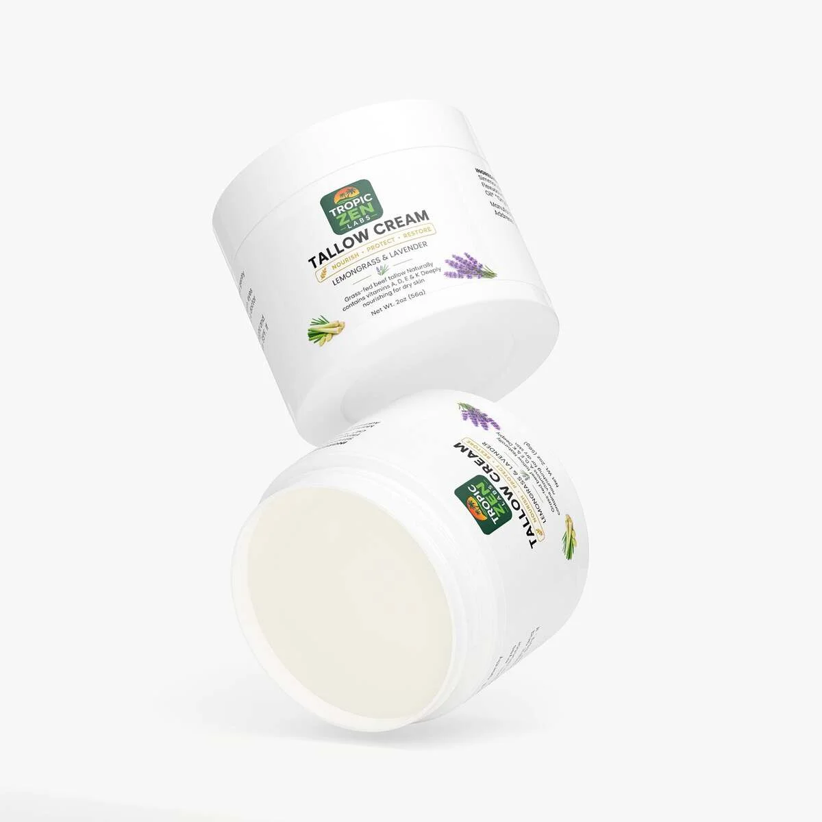 Close up of Tallow Cream Lemongrass & Lavender capsules