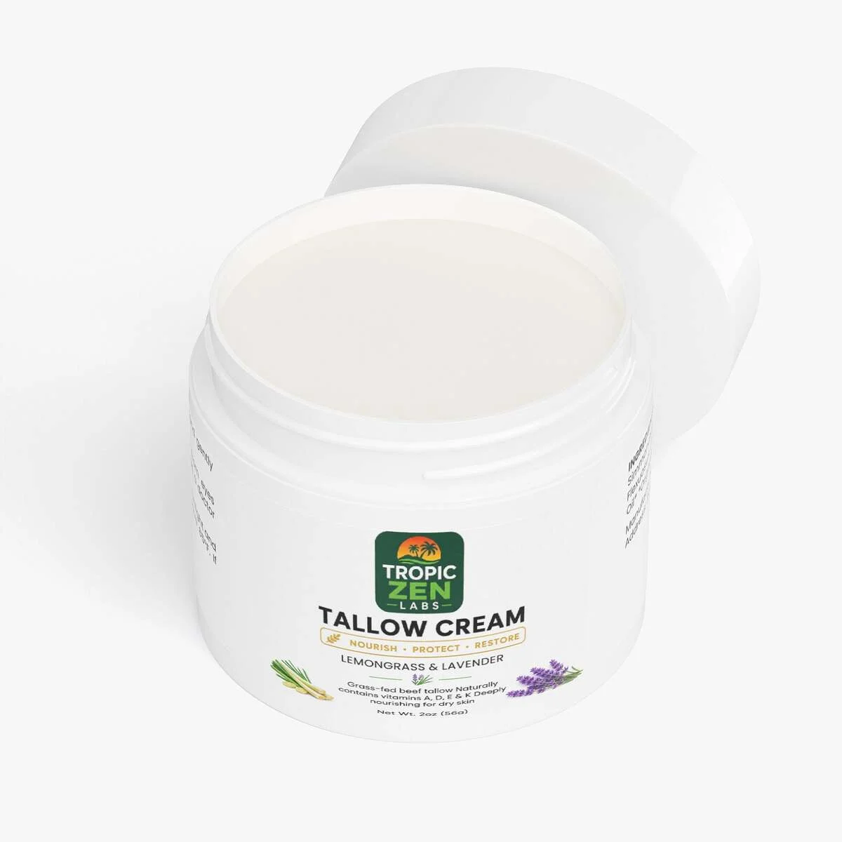 Tallow Cream Lemongrass & Lavender wellness product lifestyle image by TropicZen