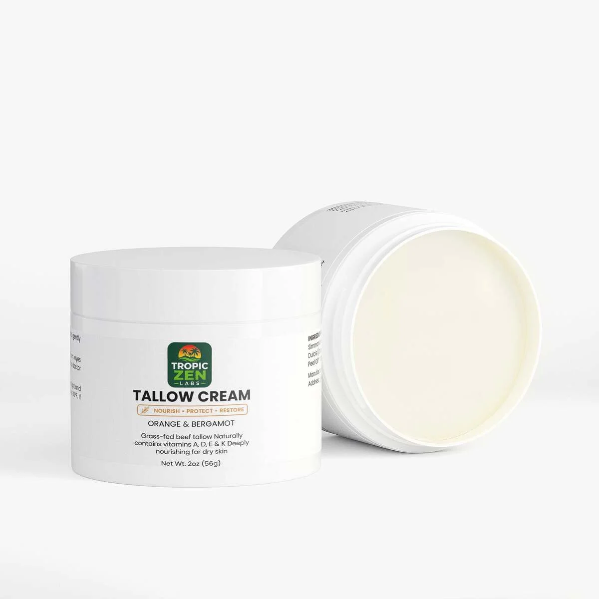 Open bottle of Tallow Cream Orange & Bergamot